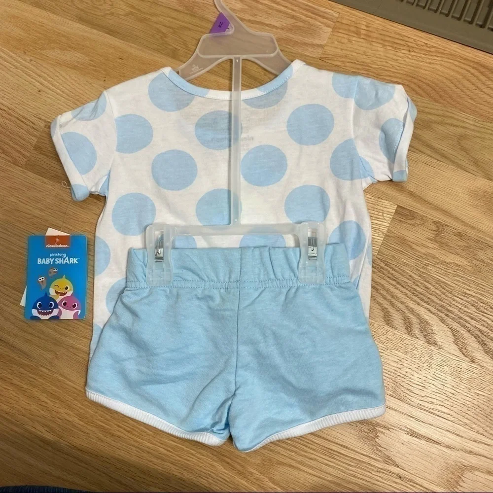 Baby Shark Wild & Free T-shirt Shorts Outfit NWT 12 mos Blue Baby